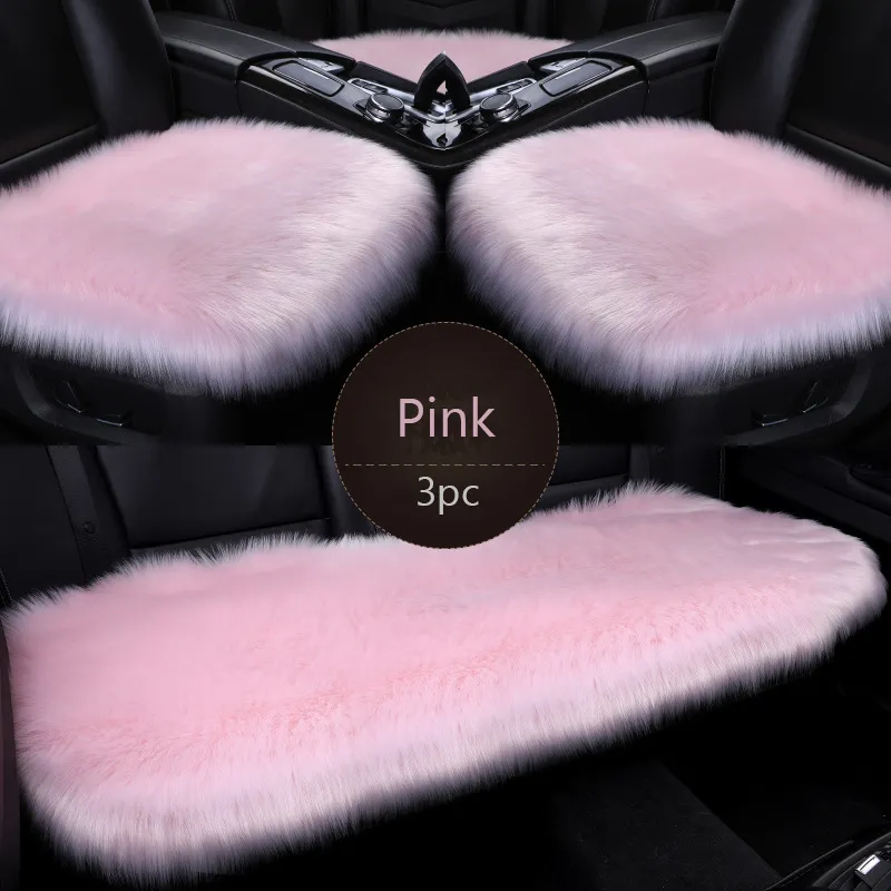 1PC/3PC Car Seat Cover Winter Plush Fur Car Seat Protector cushion warm Auto Seat Covers Fits Most Car Truck SUV or Van Pink