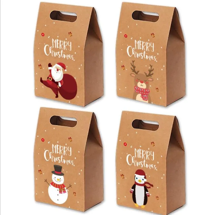 Christmas Candy Boxes Xmas Vintage Kraft Paper Apple Gift Box Christmas Mailbox Gift Boxes Xmas Bakery Packaging Box Decorations LSK959