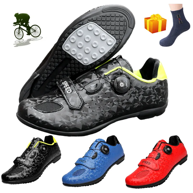 Chaussures Peloton Unisexes - Homme 7 / Femme 8.5 - Avec Cales 3 Points - Noir/Rouge