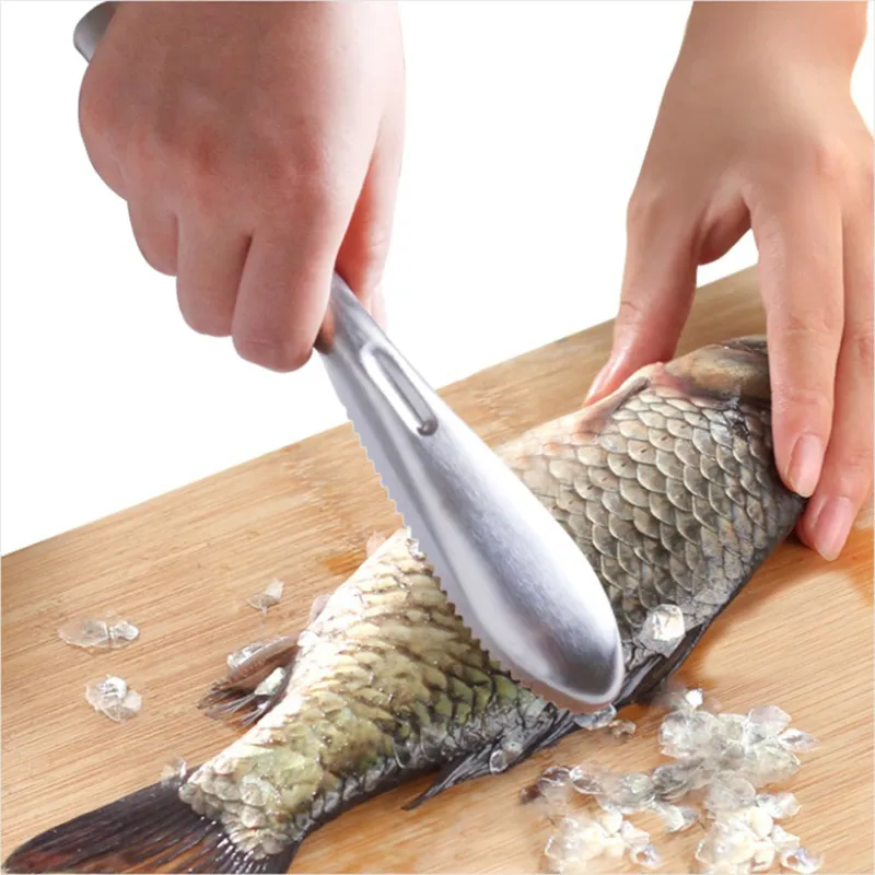 Cozinhar Ferramentas da limpeza dos peixes faca Skinner Peixe Pele raspador de aço inoxidável das escalas de peixes de pesca Lavagem Remover Kitchen Gadget