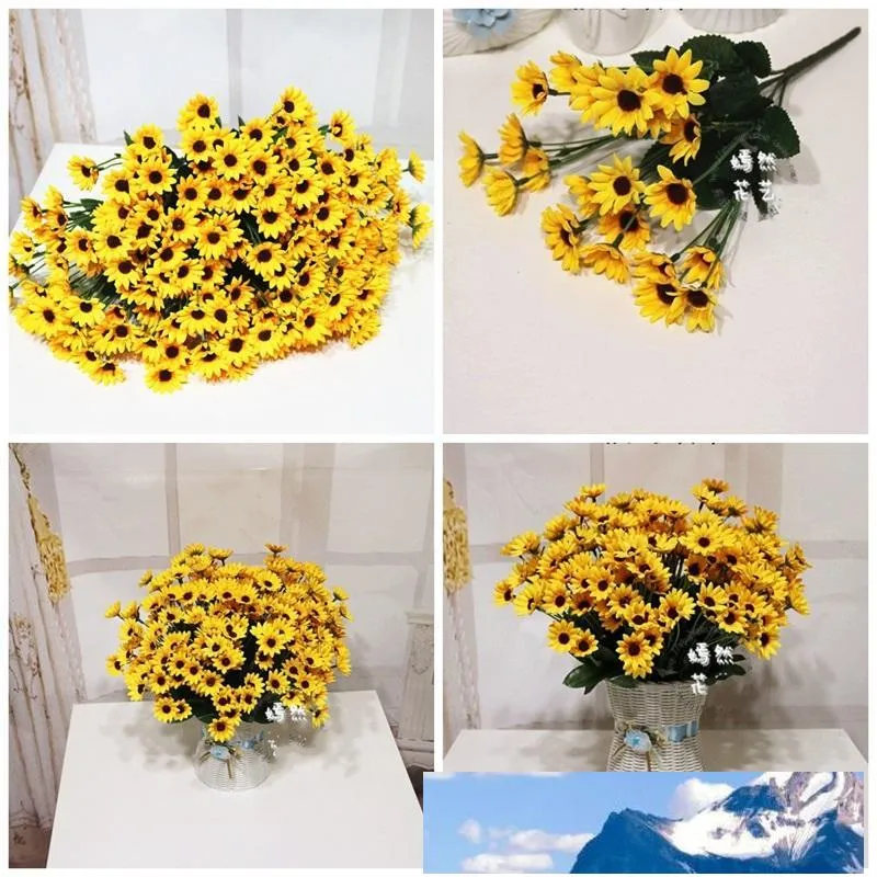 Flower Flower Tromba Flower Flower Seven Forks Colore Giallo Modo Decorativo Decorativo Fiori artificiali Decorazione Bwedding Decorazione calda2 3yre1