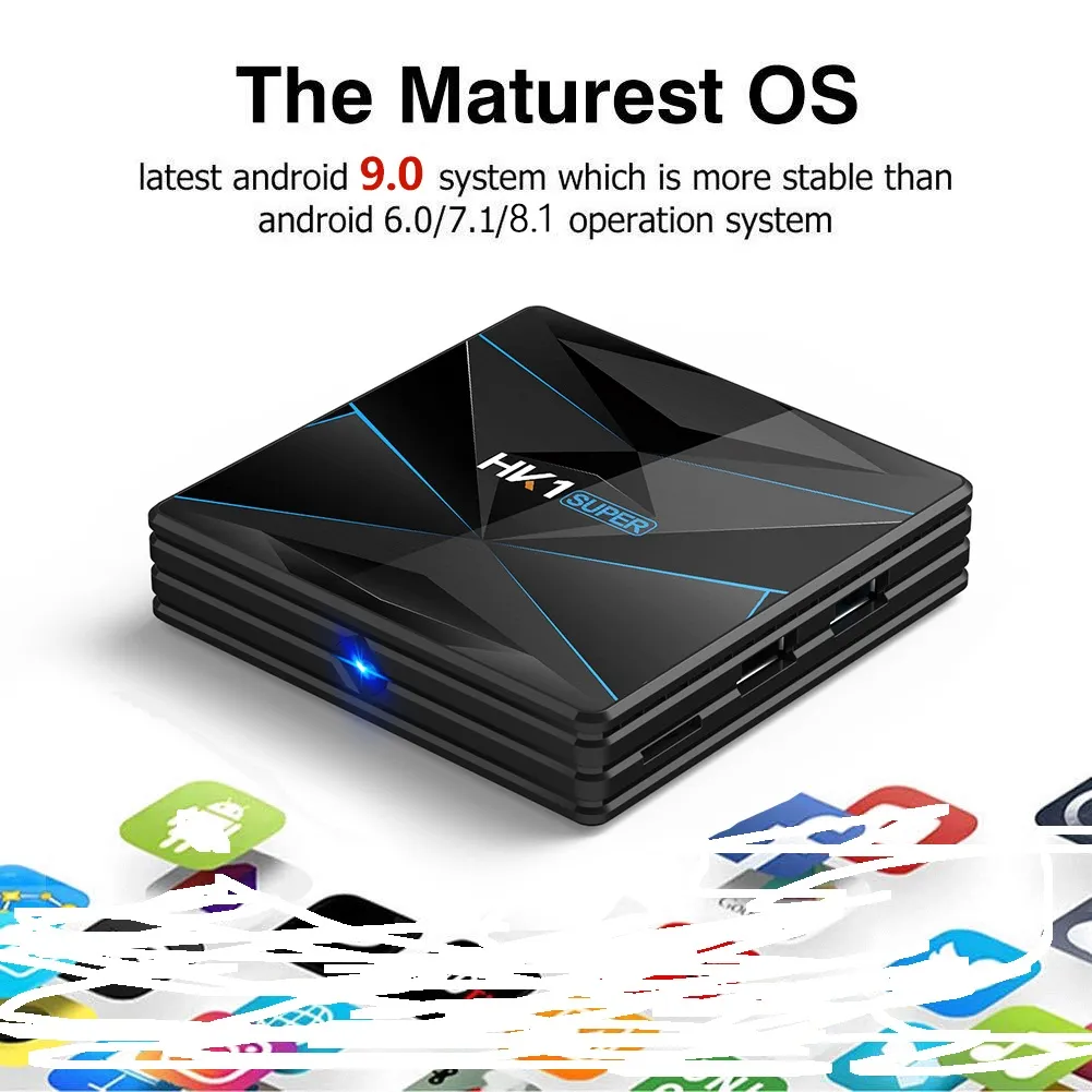 HK1 Super Android 9.0 Smart TV Box Google RK3318 4K 3D UTRAL HD 4G 64G TV WiFi Play Store Set Top Box