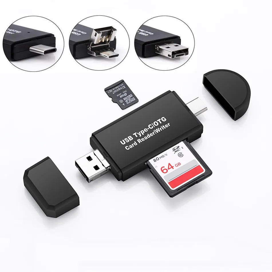 OTG Micro SD-kaartlezer USB3.0 Kaartlezers voor USB-flashstation Type C CardReader-adapter