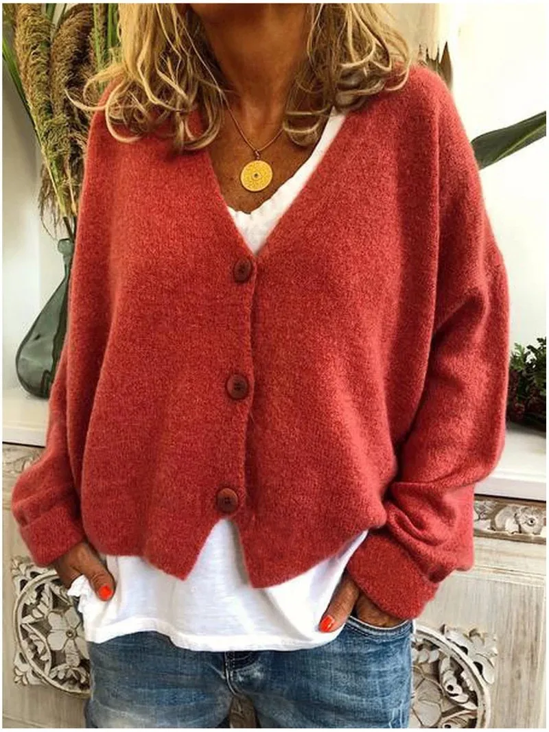 Couleurs bonbon Cardigan pull femmes automne bouton chandails femme décontracté ample à manches longues tricoté pull 2020 tenue d'hiver