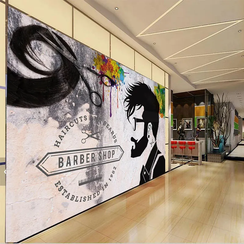 Fondos de pantalla Retro Pelo Salón Pared de ladrillo Graffiti Fondo de  pantalla 3D Barber Shop