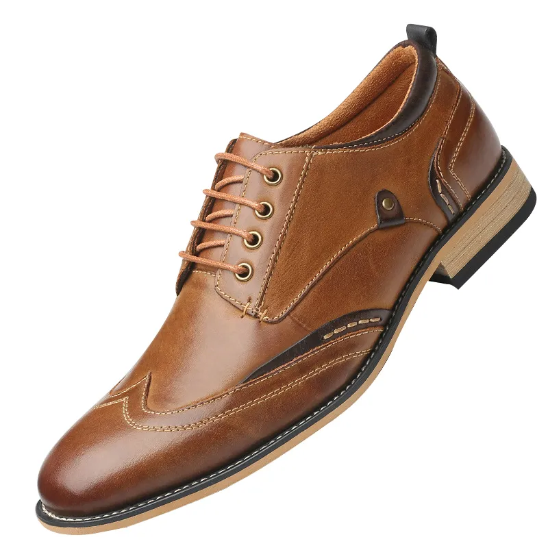 Scarpe Casual da uomo Scarpe eleganti da uomo in vera pelle di mucca Scarpe stringate da uomo Calzature formali da lavoro Calzature da matrimonio per feste di grandi dimensioni 30 cm