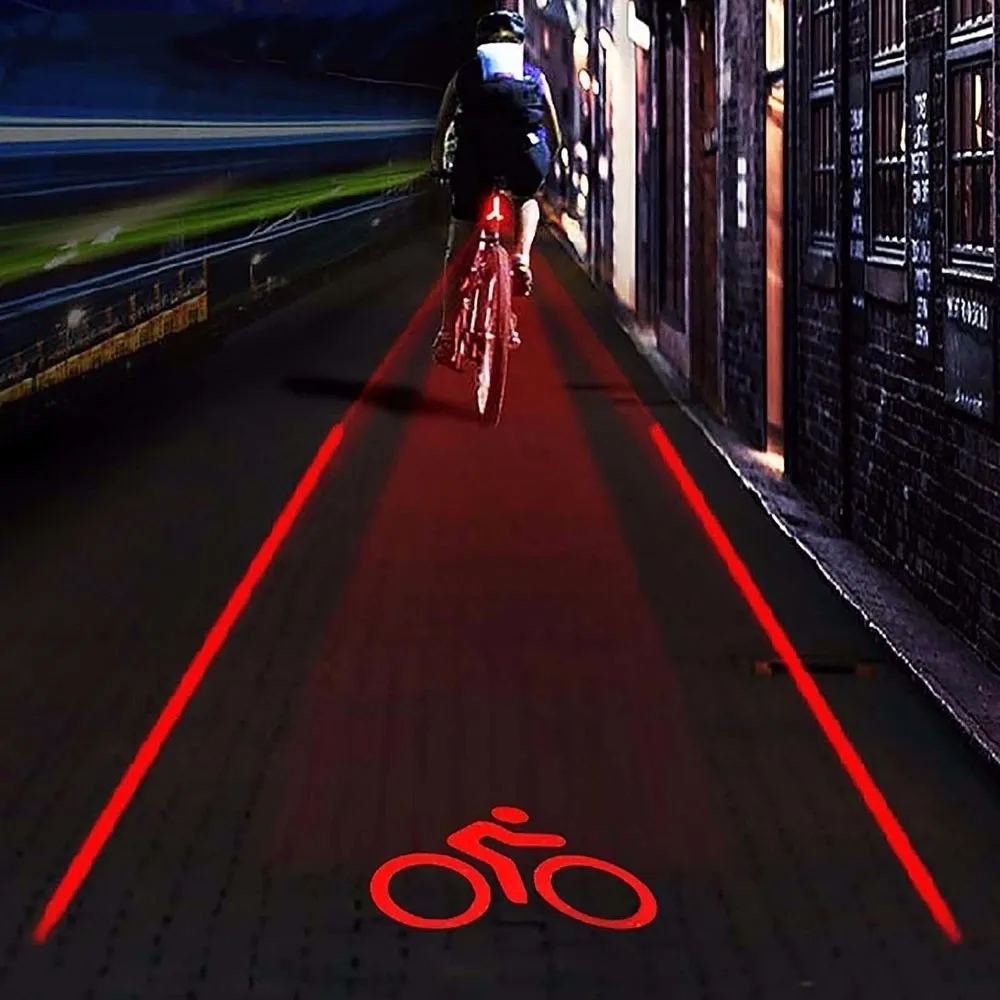 Hot Sale Bicycle LED Taillight Safety Warning Light 5 LED 2 Laser