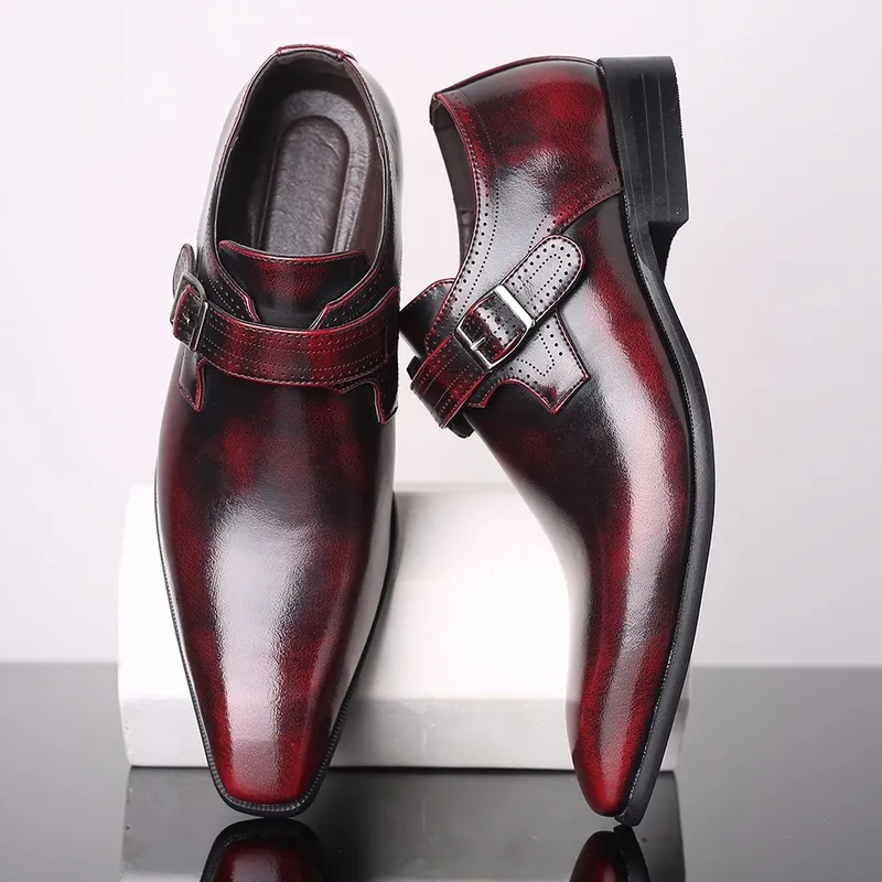 2020 cuir verni hommes mocassins robe de soirée de mariage chaussures noir vert moine sangle décontracté mode hommes sans lacet chaussures Y5-46