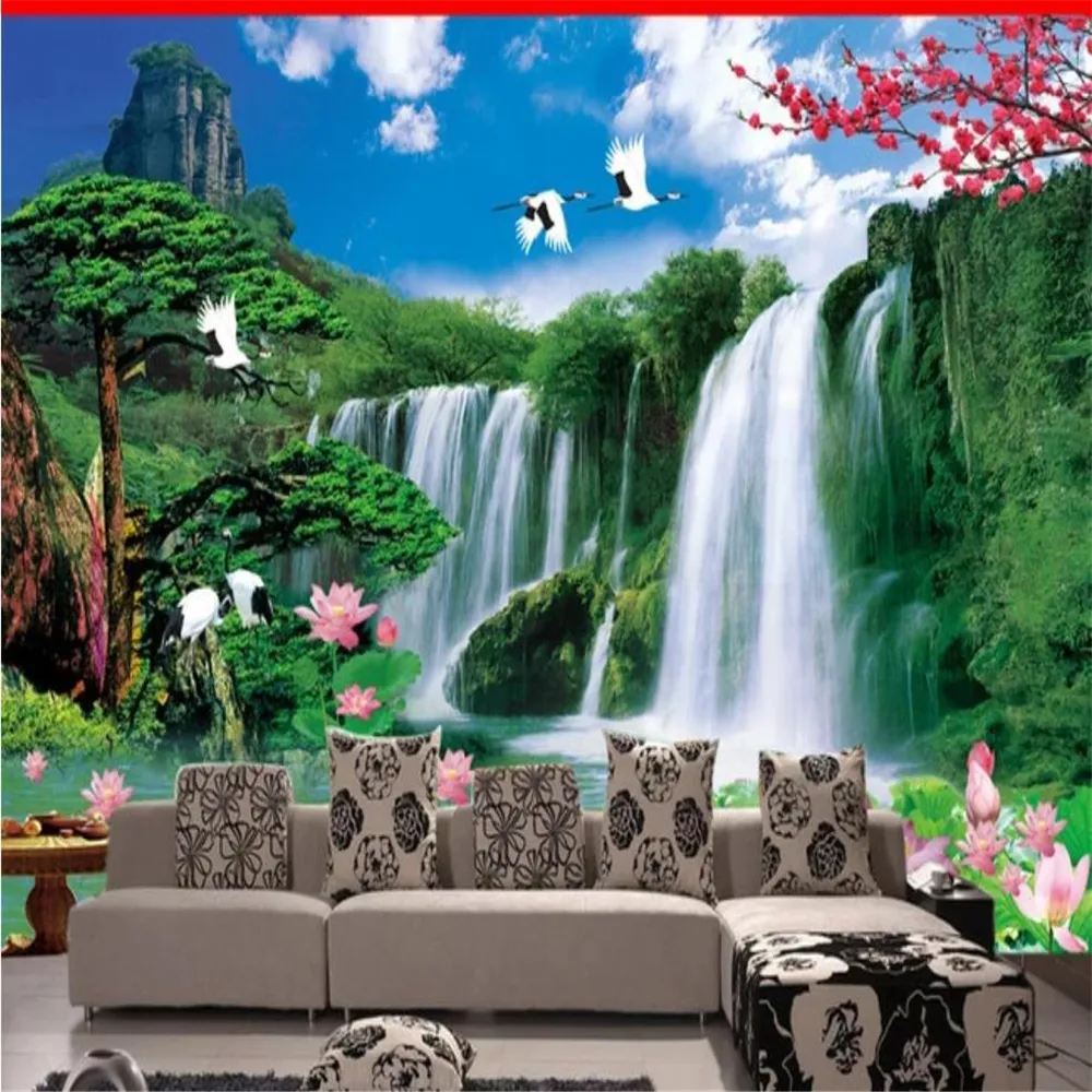 Economize muito em Papel De Parede Em Cascata Viva 3D 3D Paisagem Cachoeira  De Parede De Papel De Parede Bem Vindo Design De Pinheiro Para Decoração ..., image size:1000x1000