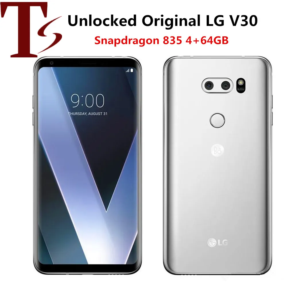 Téléphones LG V30 d'origine remis à neuf H932 H931 VS996 6,0 pouces Octa Core 4 Go de RAM 64 Go / 128 Go / 256 Go ROM 16MP Smartphones débloqués 4G LTE Téléphone portable 1pc