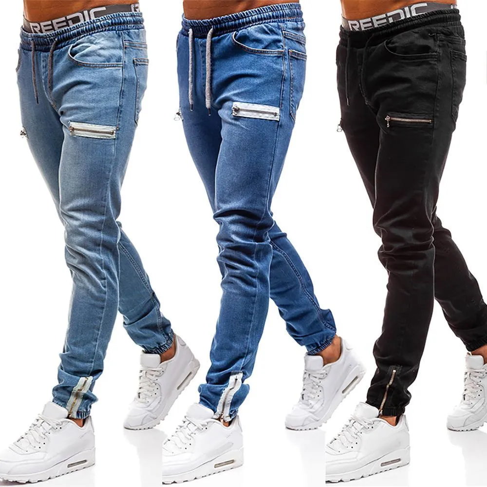 VICABO Mens Black And Blue Casual Black Jeans Men With Pocket Sexy