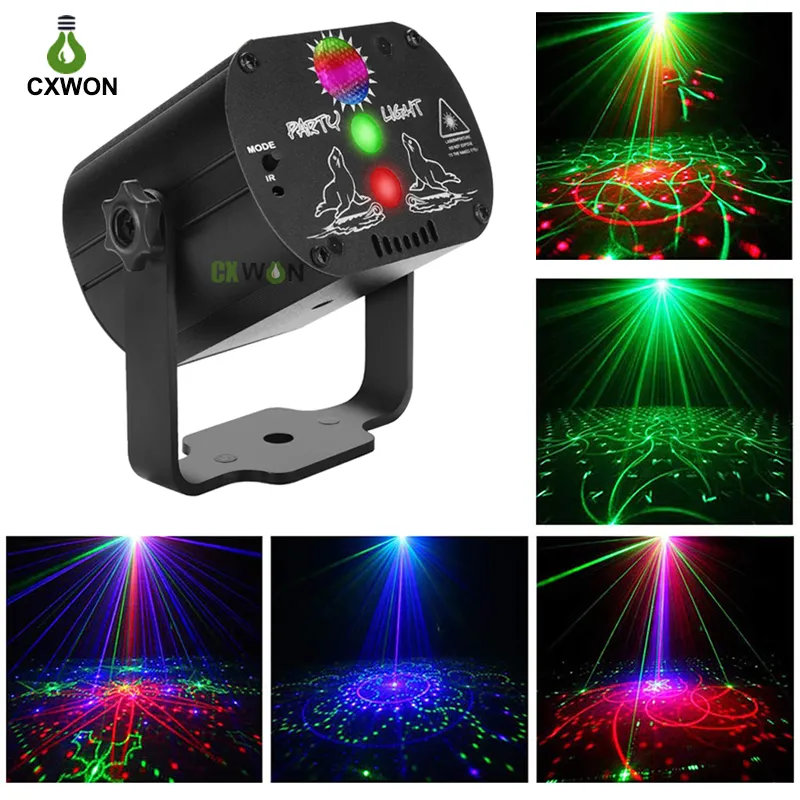 Mini LED Disco Light 60 Wzory DJ Laser Lighting Party Show Stage Projektor Światła Efekt Lampa z pilotem