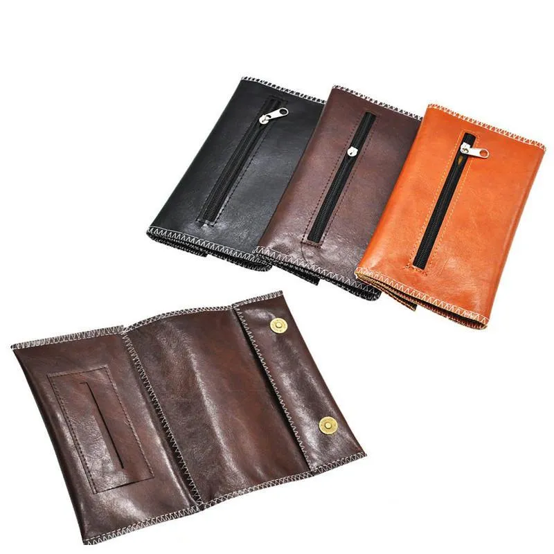 Sac à tabac en cuir Portable Cigarette Rolling Pipe Tobacco Pouch Case Wallet Tip Paper Holder Accessoires pour fumer Sac Portable Cigarette