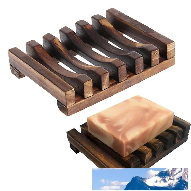 Soporte de bandeja de jabonera de bambú de madera Natural, estante de almacenamiento de jabón, caja de plato, contenedor para plato de ducha de baño