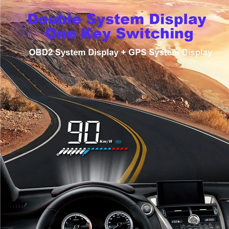 Car HUD Head Up Display GPS Mode Display OBD Overspeed Warning System  Projector Windshield Auto Electronic Voltage Alarm BYlK# From Heredo,  $40.57