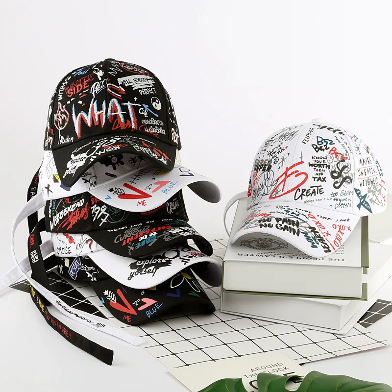 8styles Graffiti Baseball Cap Long Tail Hip-hop Hat Fashion Outdoor Graffiti Caps Snapback Hip Hop Party Hats GGA3664-1