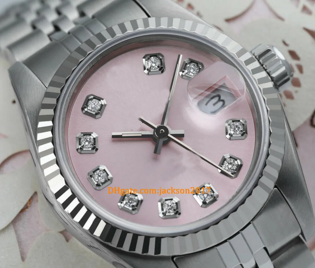 20 stijl kerstcadeau horloges dames 26 mm roze diamanten accent wijzerplaat roestvrij staal Watch286M