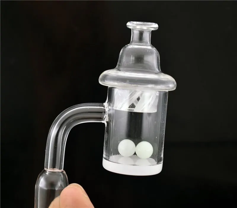 Accessoires de bong en verre 25mm Quartz Banger Nail avec capuchon de carburateur rotatif et 2 Terp Pearl Femelle Mâle 10mm 14mm 18mm pour Dab Rig Bong