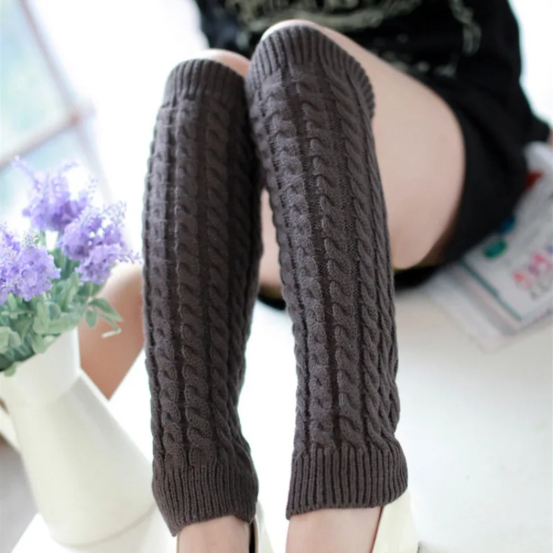 Braid Knit nogi podgrzewacze szydełka długie skarpetki pończochy legginsy skarpetki kobiety modne jesienne zimowe hoziery