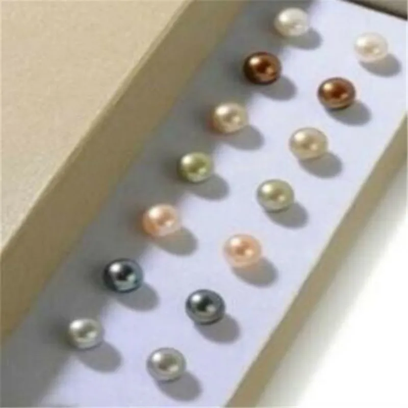 Vente en gros 7 paes 7-8mm boules d'oreilles en peles d'eau duce