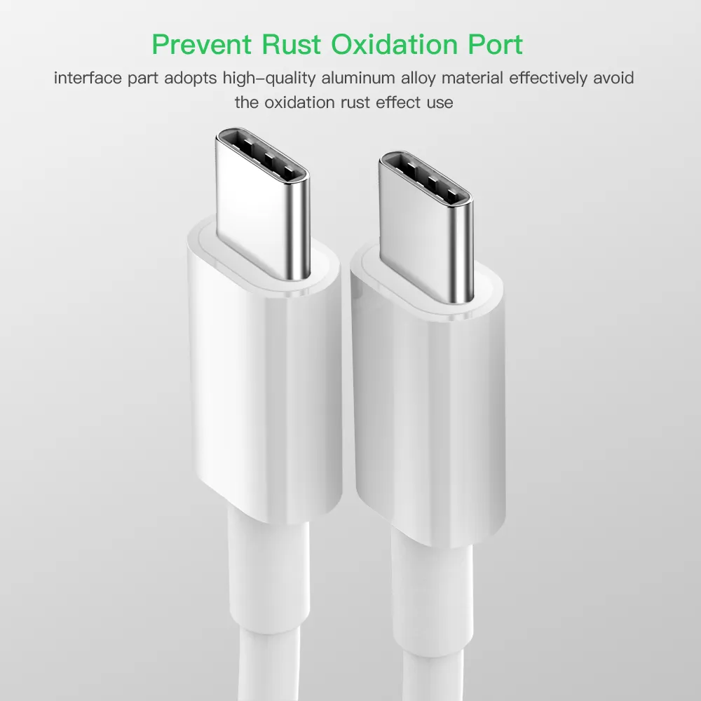 USB C till USB Typ C-kabel med E-märkt chip för Xiaomi Redmi Note 8 Pro Quick Charge 4.0 PD 60W Snabbladdning för Pro S11 Laddarkabel