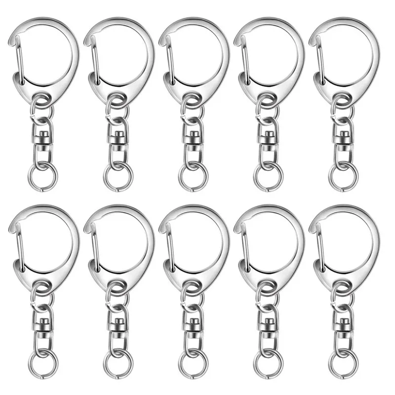 100Pcs Key Ring Key Chain D-Snap Hook Split Keychain Parts Ring Hardware with 8mm Open Jump and Connector