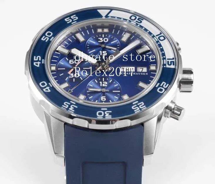 2020 MENS BLS FACTORY EDITION ASIA VALJOUX 7750 Ruch chronografu Blue Dial Rubber Diver's Ruch Men'308o