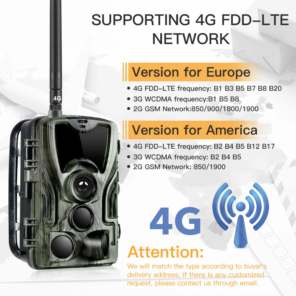 HC-801LTE 4G Hunting Camera 16MP Trail IP66 FOTO TRAPS 0,3S VILT med 5000mAh litiumbatteri