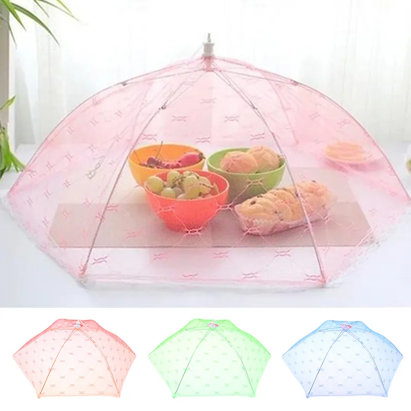 Food Covers 25 Inch Pop-Up Encrypted Mesh Plate Serving Tents, Fine Net Screen Umbrella for Outdoor Picnic BBQ Reusable and Collapsible Mesh Cover Kitchen Tools