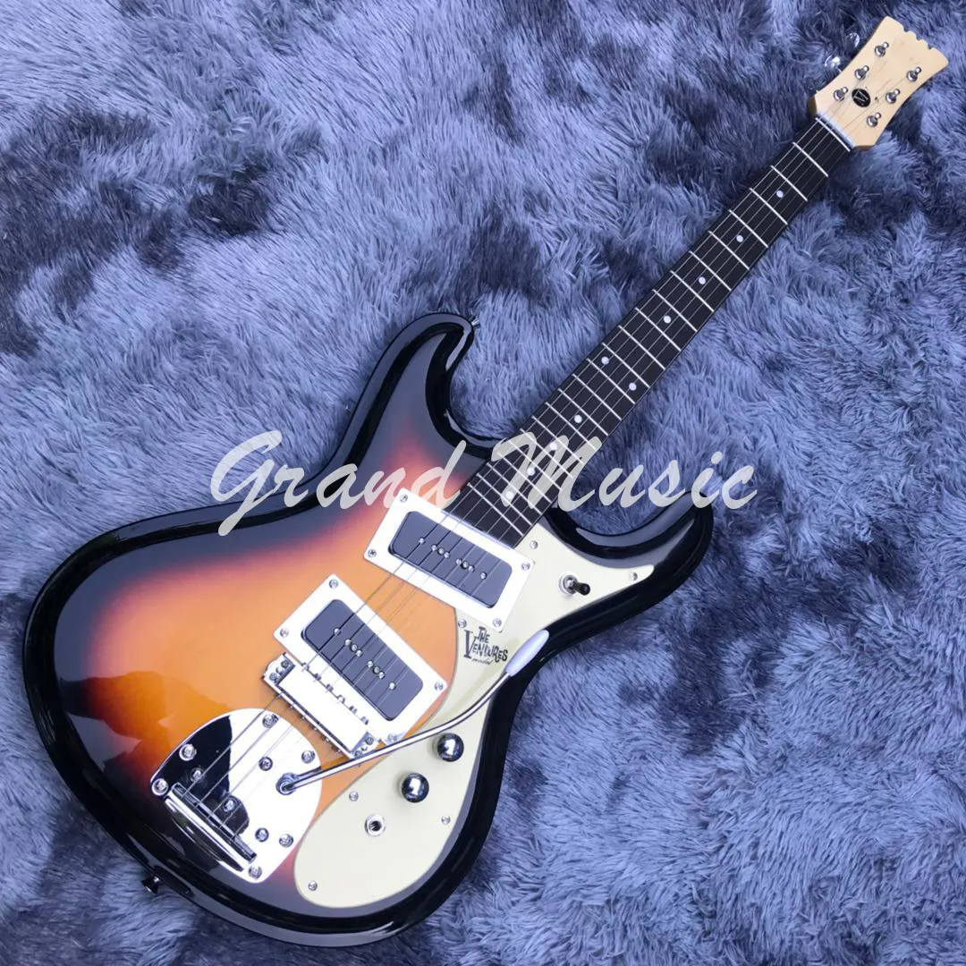 Custom Mosrite 1966 elgitarr med P90 pickup i Sunburst