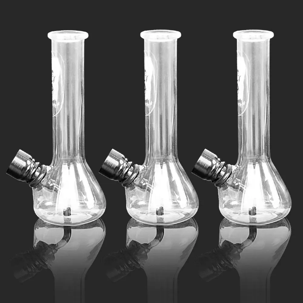 HONYPUFF TRANSPARENT Fumeur Bécher BONGER BONG BONG AVEC BUCLE EN MÉTAL DIPSTEMPS 117MM Petite Tuyau d'eau Catcher Catcher Barbouillage