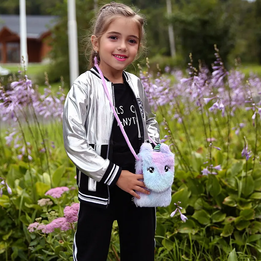 Borsa A Tracolla In Peluche Bambina Unicorno Borsa A Tracolla