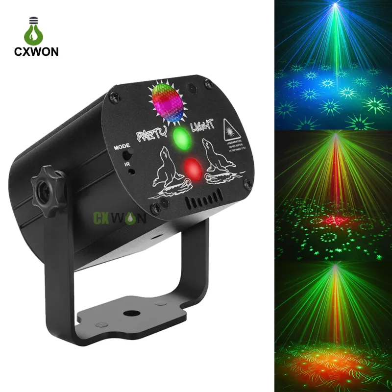 Laser Disco Lighting 60 Pattern Colorful DJ LED Stage Light USB Ricaricabile Festa di compleanno Proiettore Luci effetto