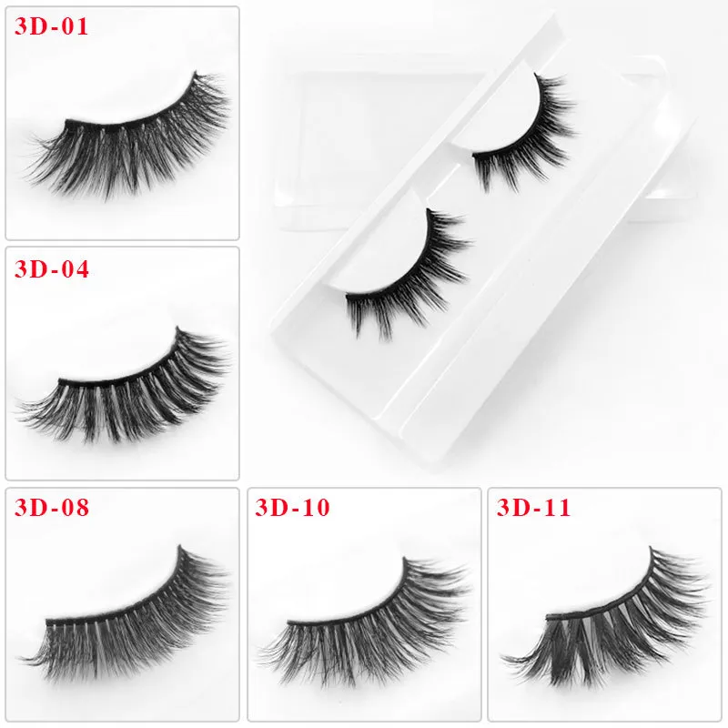 3D Mink Eyelashes with box packing 15-18mm Handmade Reusable Natural Eye lashes Makeup Tools Faux EyeLash