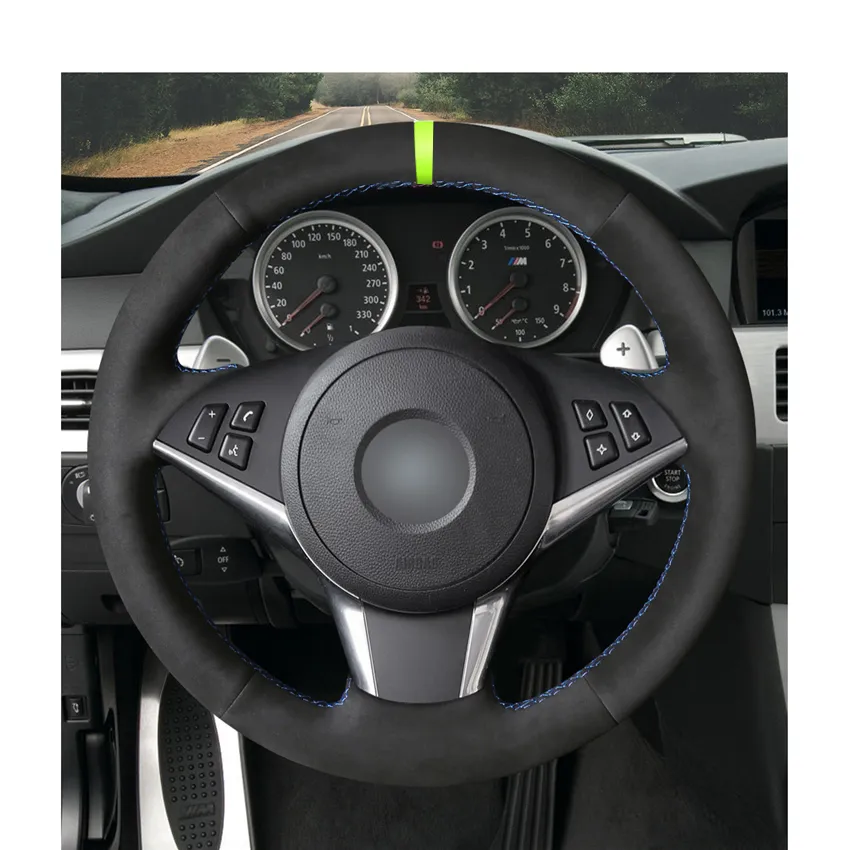 Hand-stitched-DIY-Black-Suede-Car-Steering-Wheel-Cover-for-BMW-E60-530d-545i-550i-E61-1