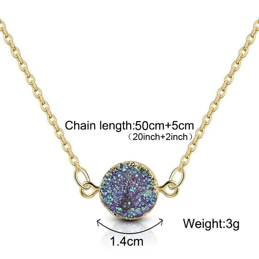 New Design Resin Stone Druzy Necklaces Gold Plated Geometry Stone Pendant Necklace For Elegant Women Girls Fashion Jewelry