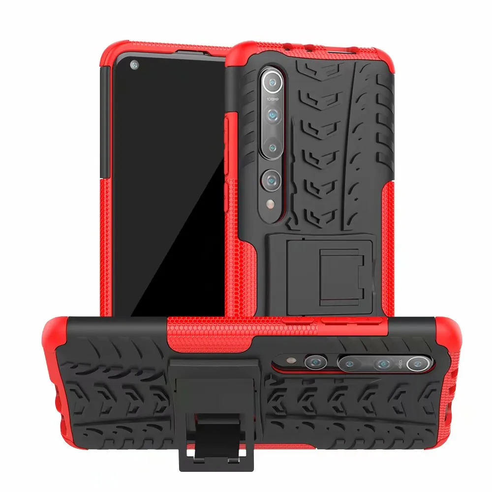 2 i 1 Hybrid Kickstand Impact Robust Heavy Duty TPU + PC-fallskydd för Xiaomi 10 Lite CC9 Pro 50PCS / Lot