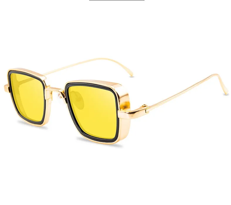 Retro Box Steampunk Sunglasses Fashion Glasses Cool Men Goggles Vintage Colorful Lenses UV400 9 Colors
