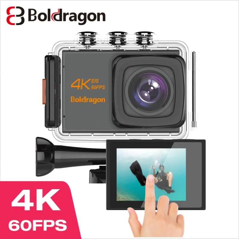 Boldragon B39 액션 카메라 4K 60 FPS 20MP EIS 2.0 "IPS 터치 LCD 듀얼 MIC 와이파이 웹캠 프로 수중 헬멧 이동 스포츠 비디오 캠