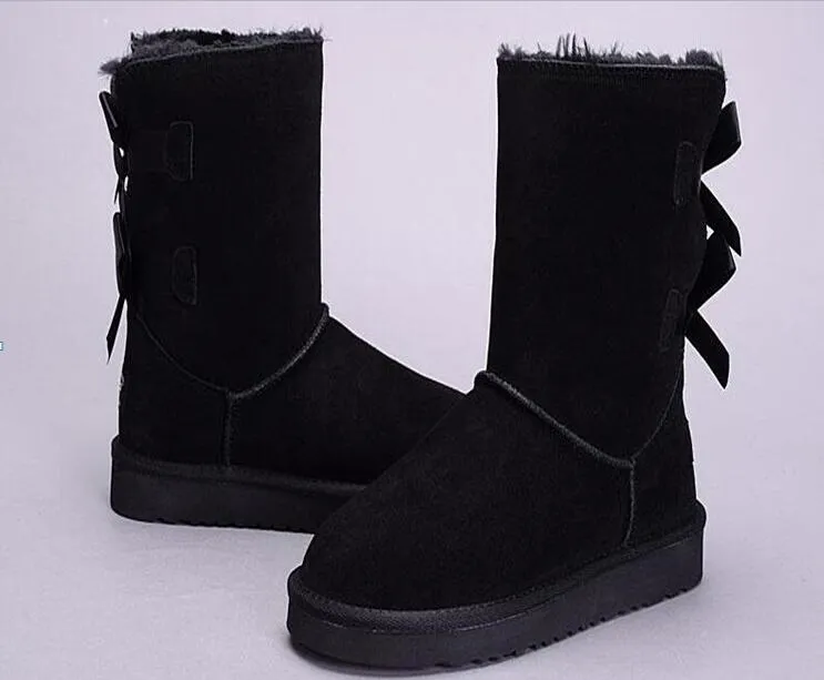 Women boots for girls Short Mini Classic Knee Tall Winter Snow Boot Bailey Bow womens booties Ankle Bowtie Black Grey chestnut 4 color ds2q size 5-10