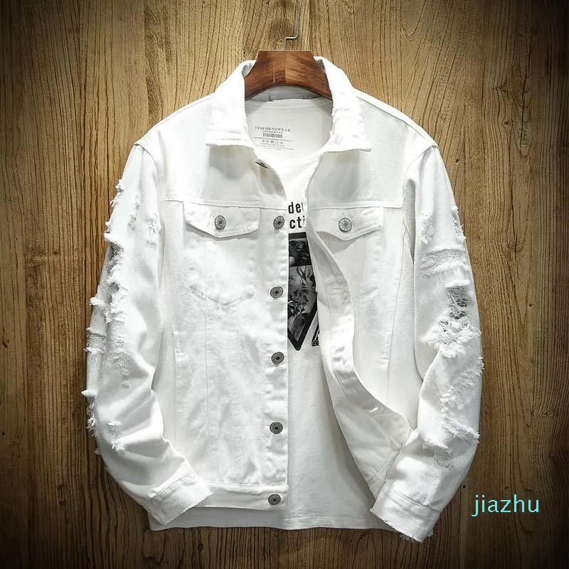 Mens black sales ripped jean jacket