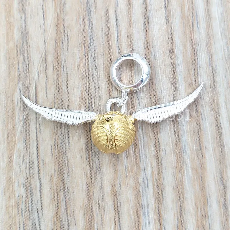 Andy Jewel Authentic 925 Sterling Silver Pendants Herry Poter Sterling Golden Snitch Slider Charm يناسب هدية مجوهرات الدب الأوروبي WB0004-S