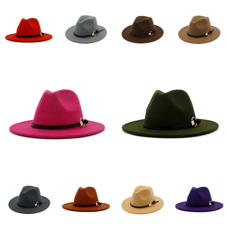 Centilmen Kadınlar Şapkalar İçin Erkekler Fedora Şapka Geniş Brim Caz Kilisesi Cap Bant Geniş Düz Brim Caz Şapka Parti Şapkası T2C5270