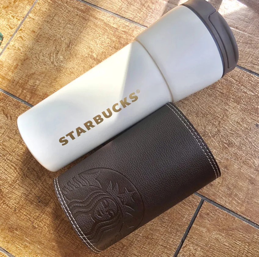 Starbucks 16oz Stainless Steel Mug With Leather Case Versatile