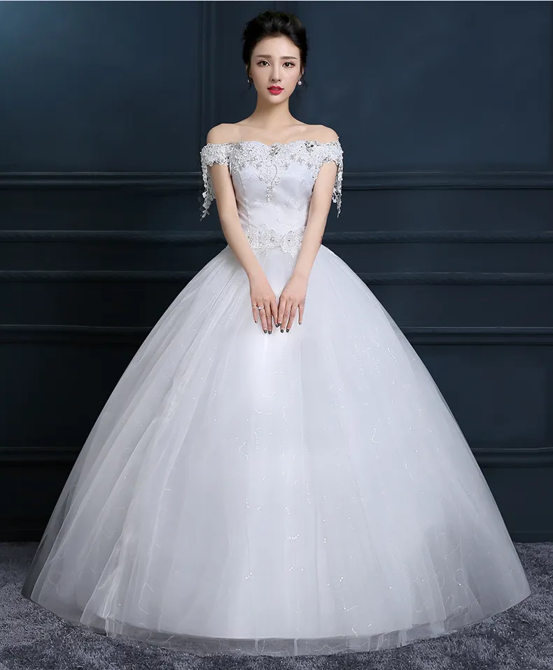 Robe De mariée asymétrique épaule dénudée, robe De mariée coréenne, grande taille, col bateau, épaules dénudées, nouvelle collection 2019