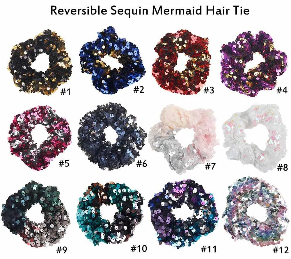 New two-color mermaid sequins tie hair band Europe and America popular ladies hair ring ponytail hairbands