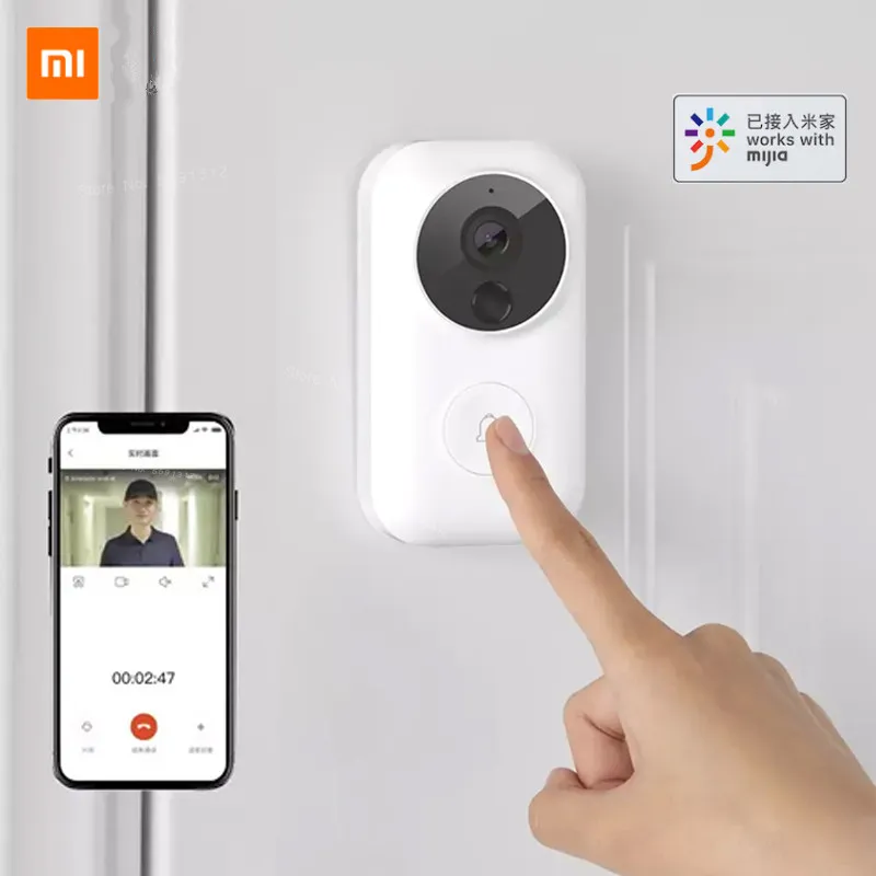 Xiaomi Mijia Video Doorbell 2 Lite AI Smart Doorman Déplacement humain Détection de mouvement nocturne Stockage en nuage Changement de voix avec Mi home