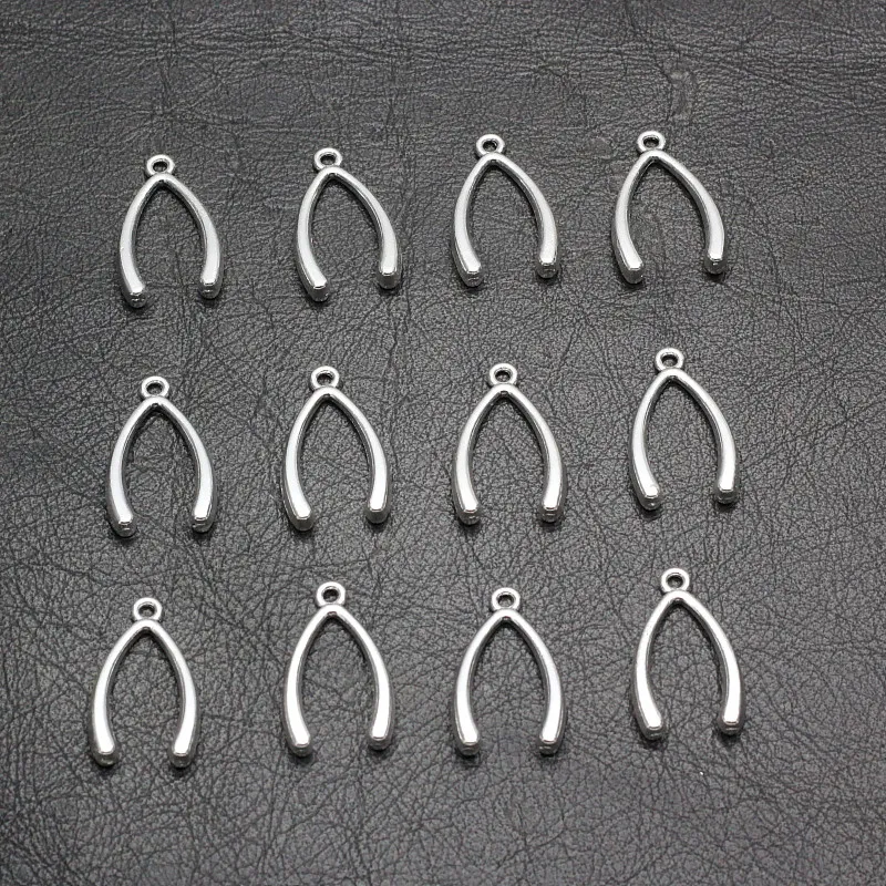 100Pcs alloy Wish Bone Charms Antique silver Charms Pendant For necklace Jewelry Making findings 24x14.5mm