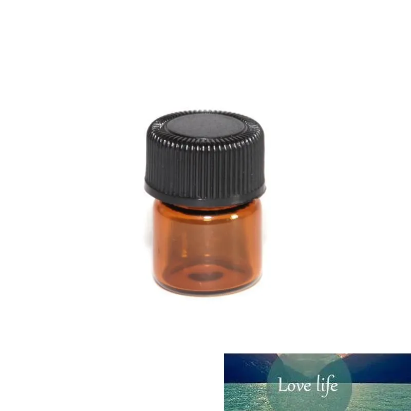1ml 2ml 3ml (1/4 Dram) Bottiglia di olio essenziale di vetro ambrato Bottiglia di tubi per campioni di profumo con tappo e tappi 5/8 Dram