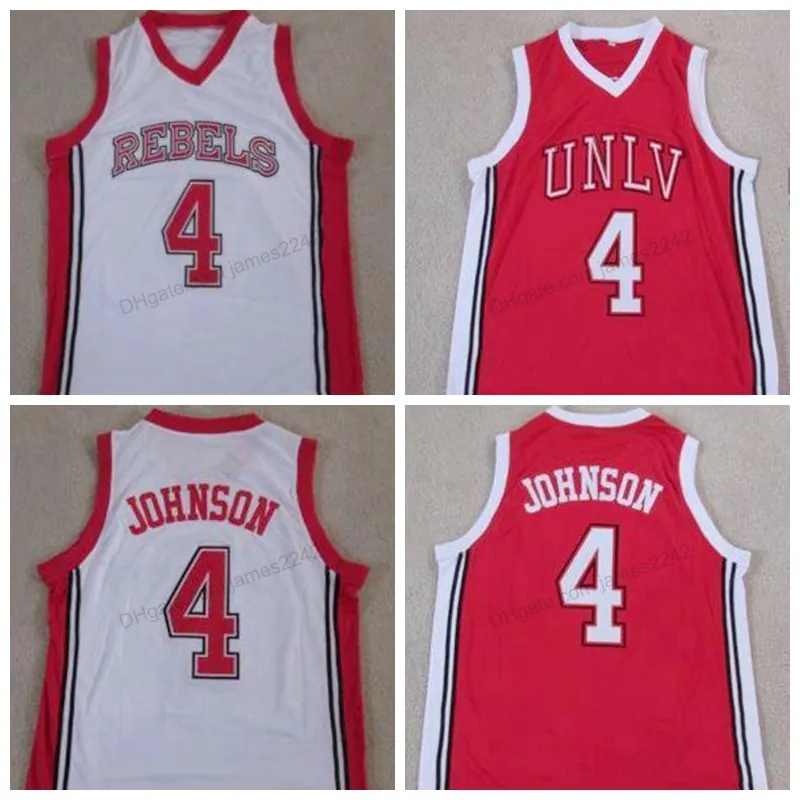 الرجال الرجعين المخصص #4 لاري جونسون UNLV Rebels Runnin College Basketball Jerseys Sitched Size 2XS-3XL 4XL 5XL 6XL أي اسم أو رقم